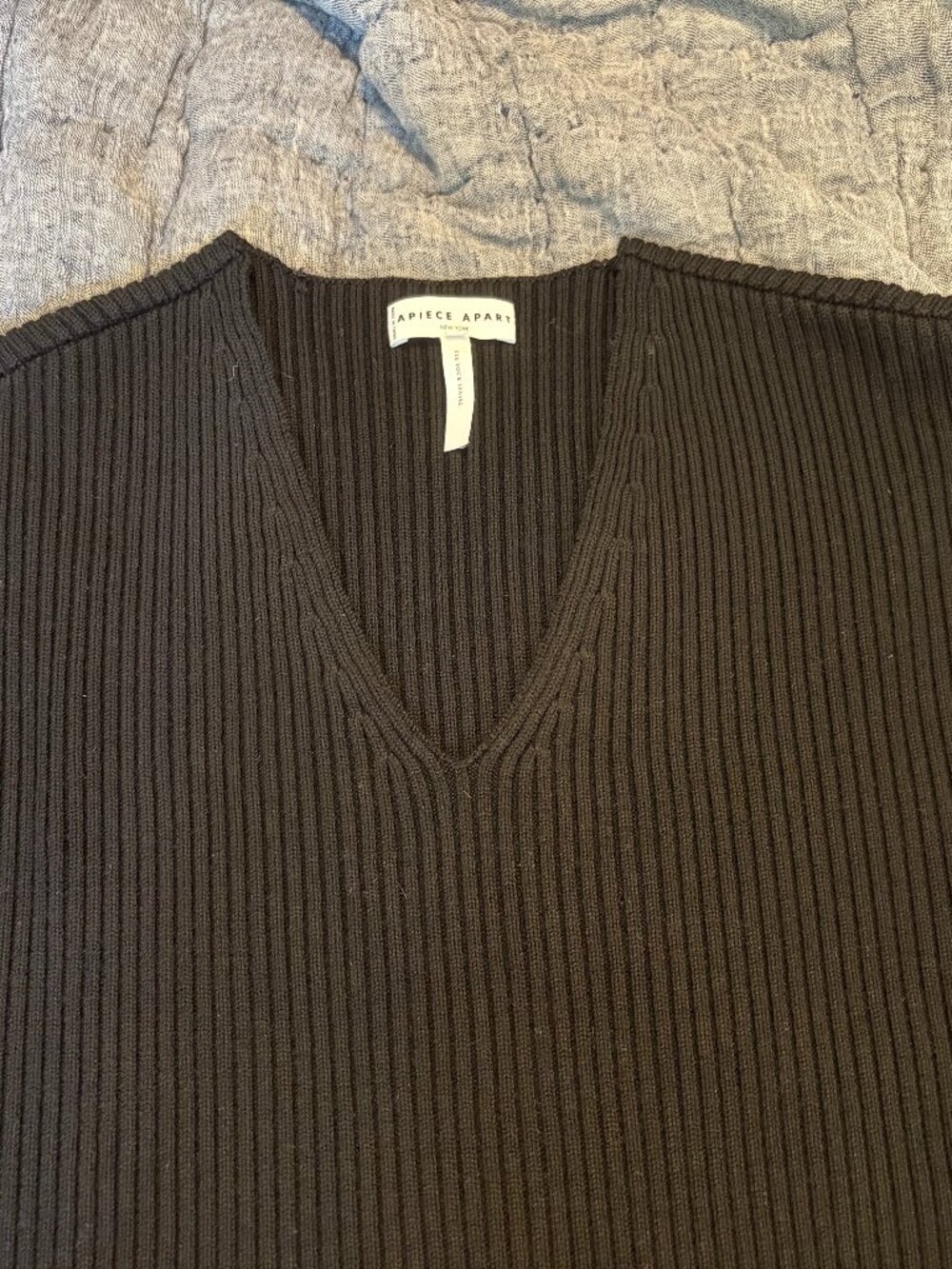 Apiece Apart Maru Ribbed V-Neck Wool Sweater - Size Medium